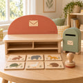 vvktqk Little Post Office Sorting Station in a bright playroom.