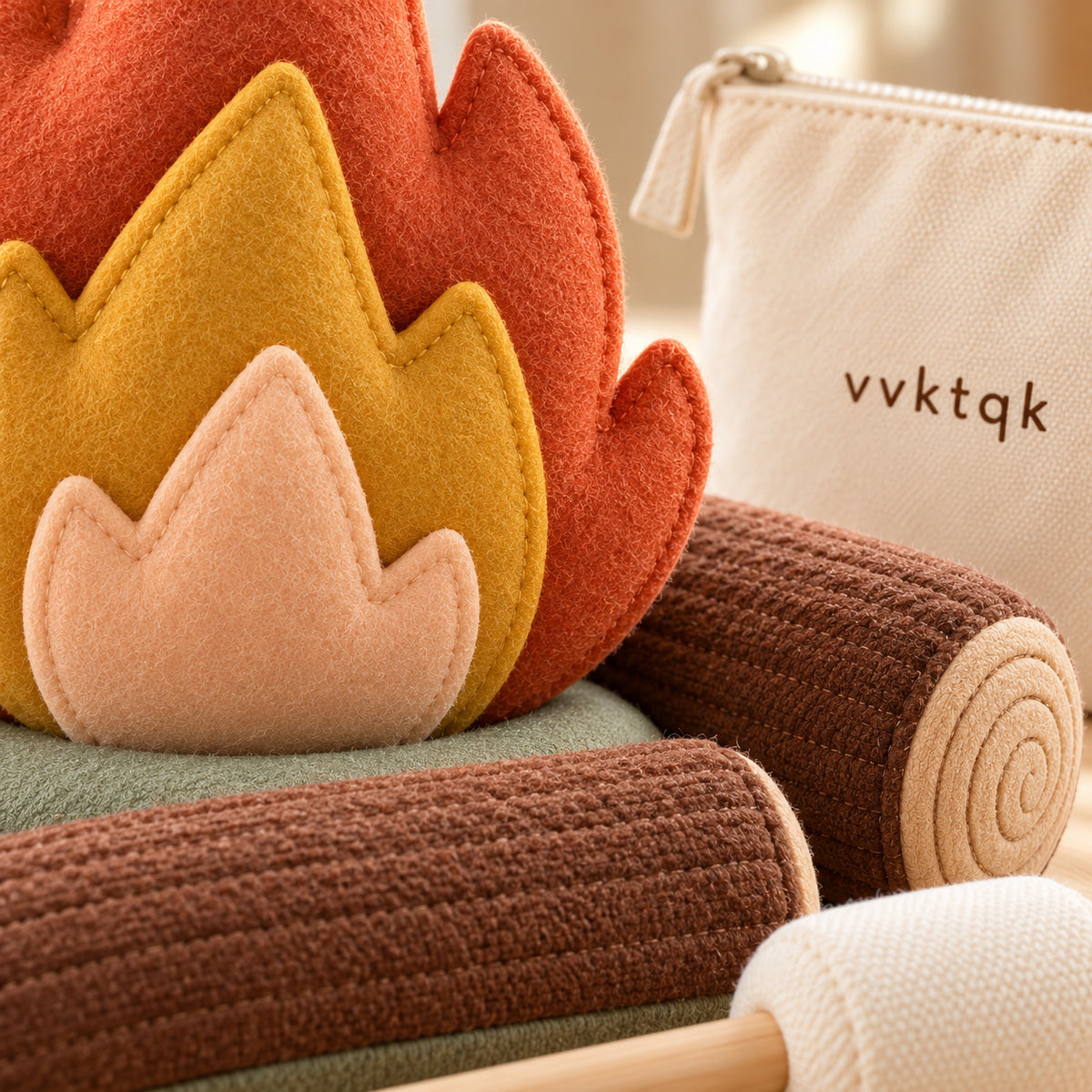 Close-up of vvktqk Cozy Campfire Pretend Play Set showing its distinctive construction and textures.
