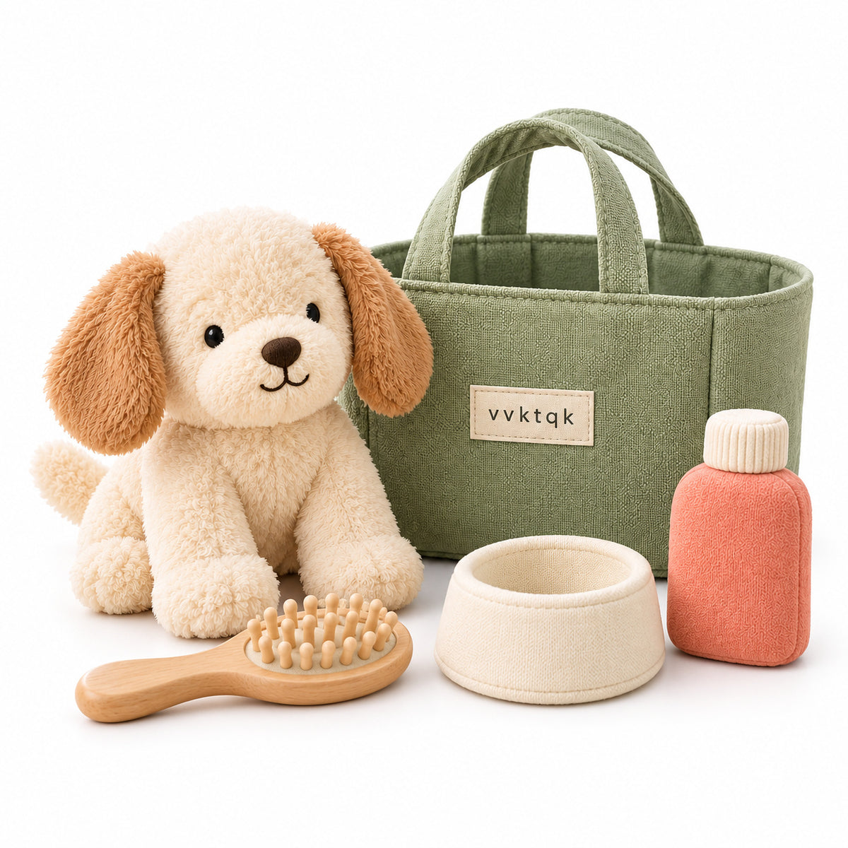 Complete vvktqk Puppy Care & Grooming Play Kit set on a clean studio background.