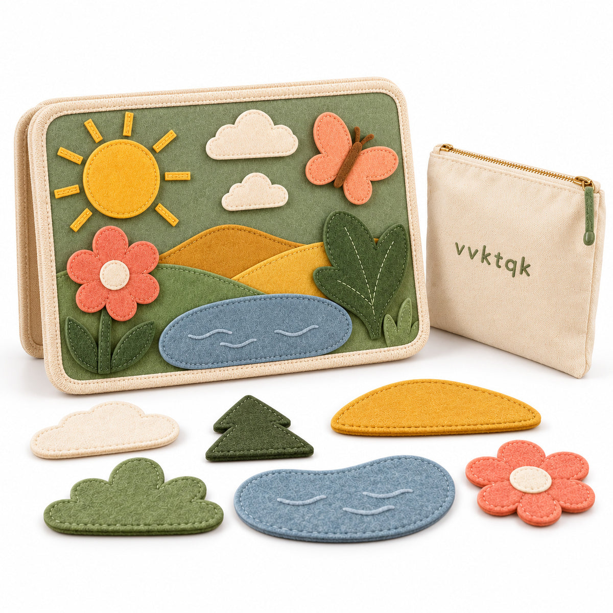 Complete vvktqk Meadow Felt Mosaic Picture Kit set on a clean studio background.