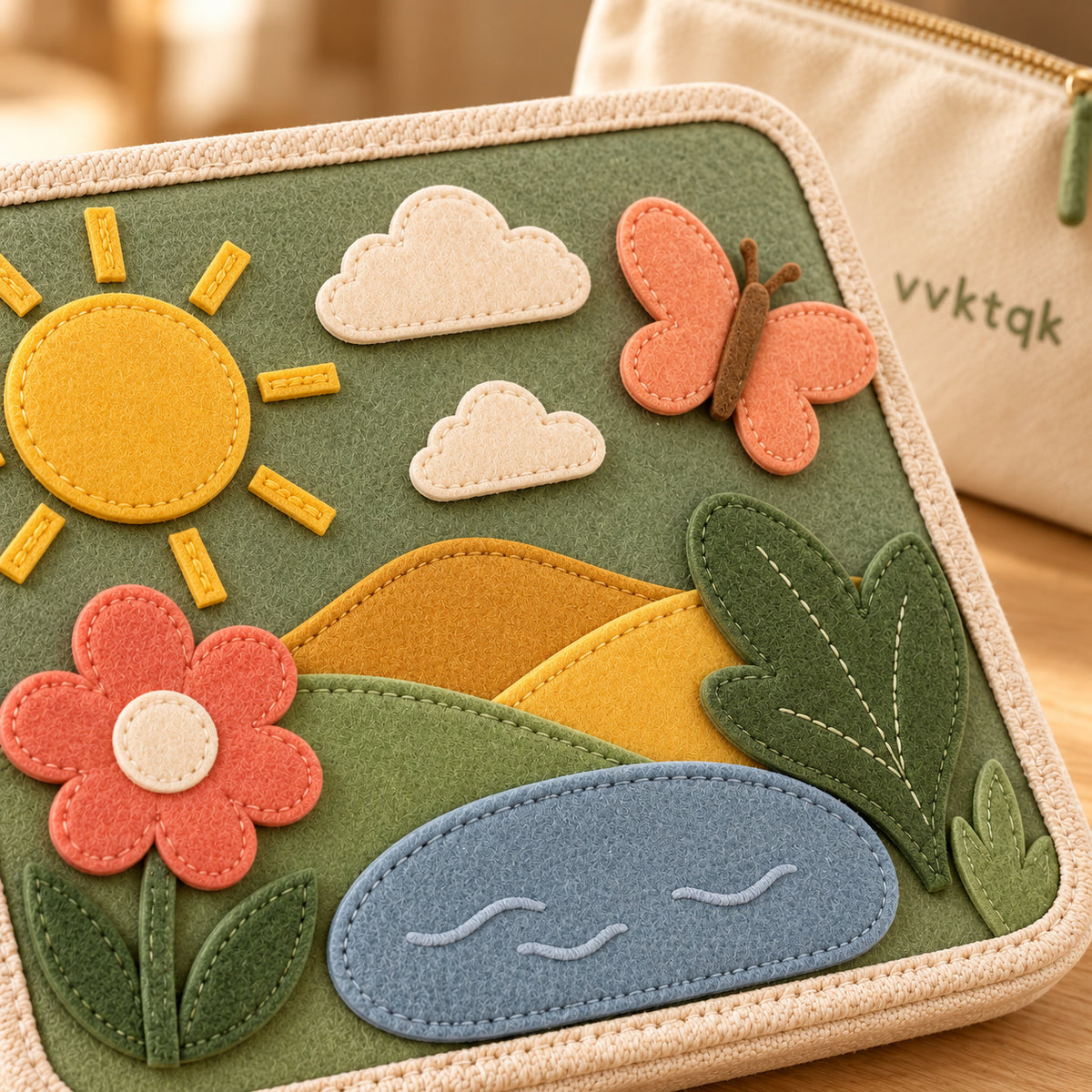 Close-up of vvktqk Meadow Felt Mosaic Picture Kit showing its distinctive construction and textures.
