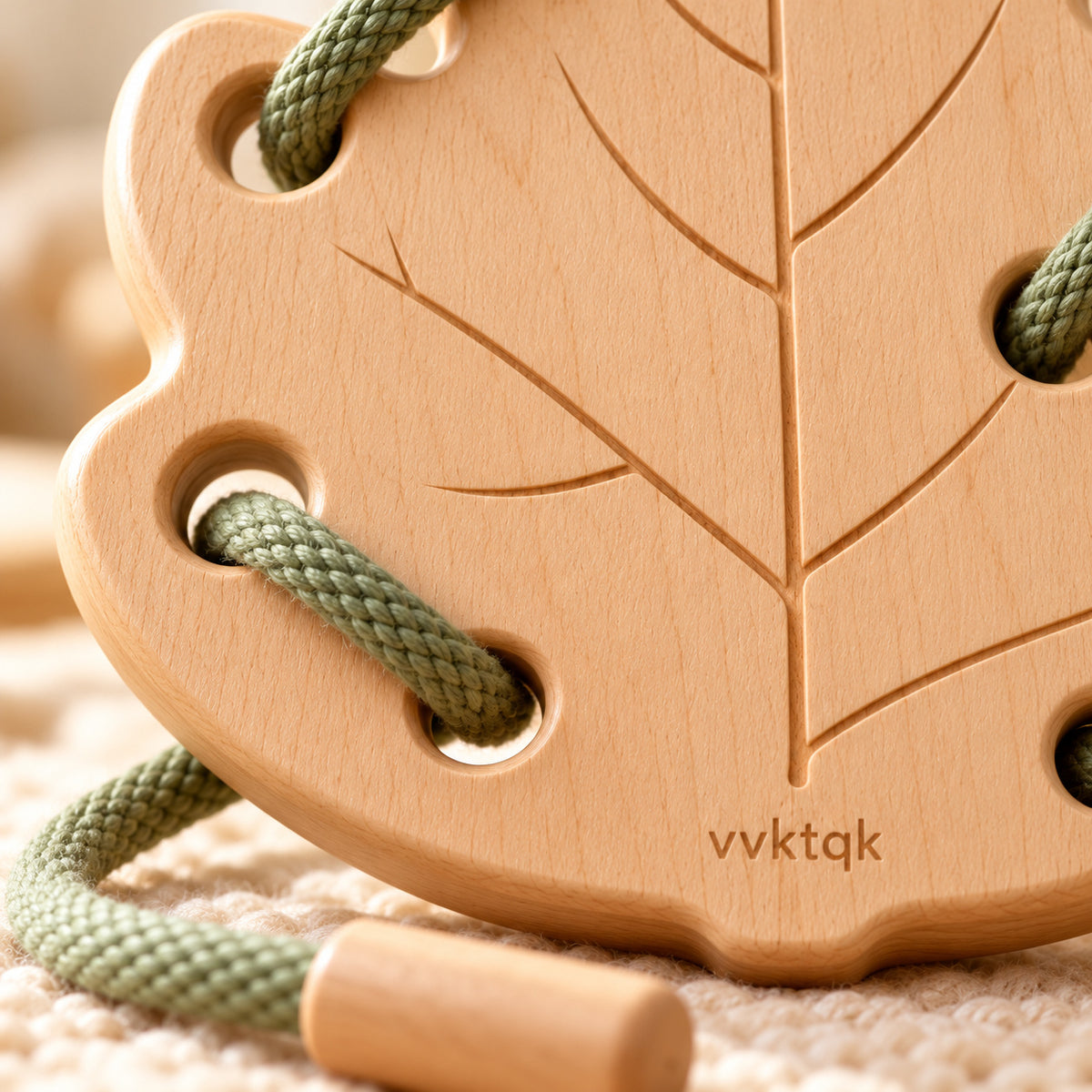 Close-up of vvktqk Woodland Lacing Trail Board showing its distinctive construction and textures.