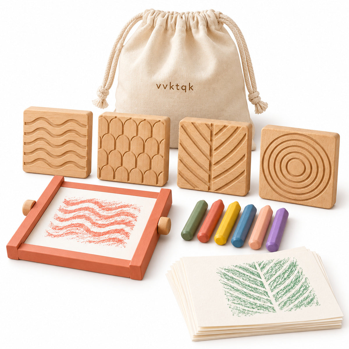 Complete vvktqk Little Architect Texture Rubbing Kit set on a clean studio background.
