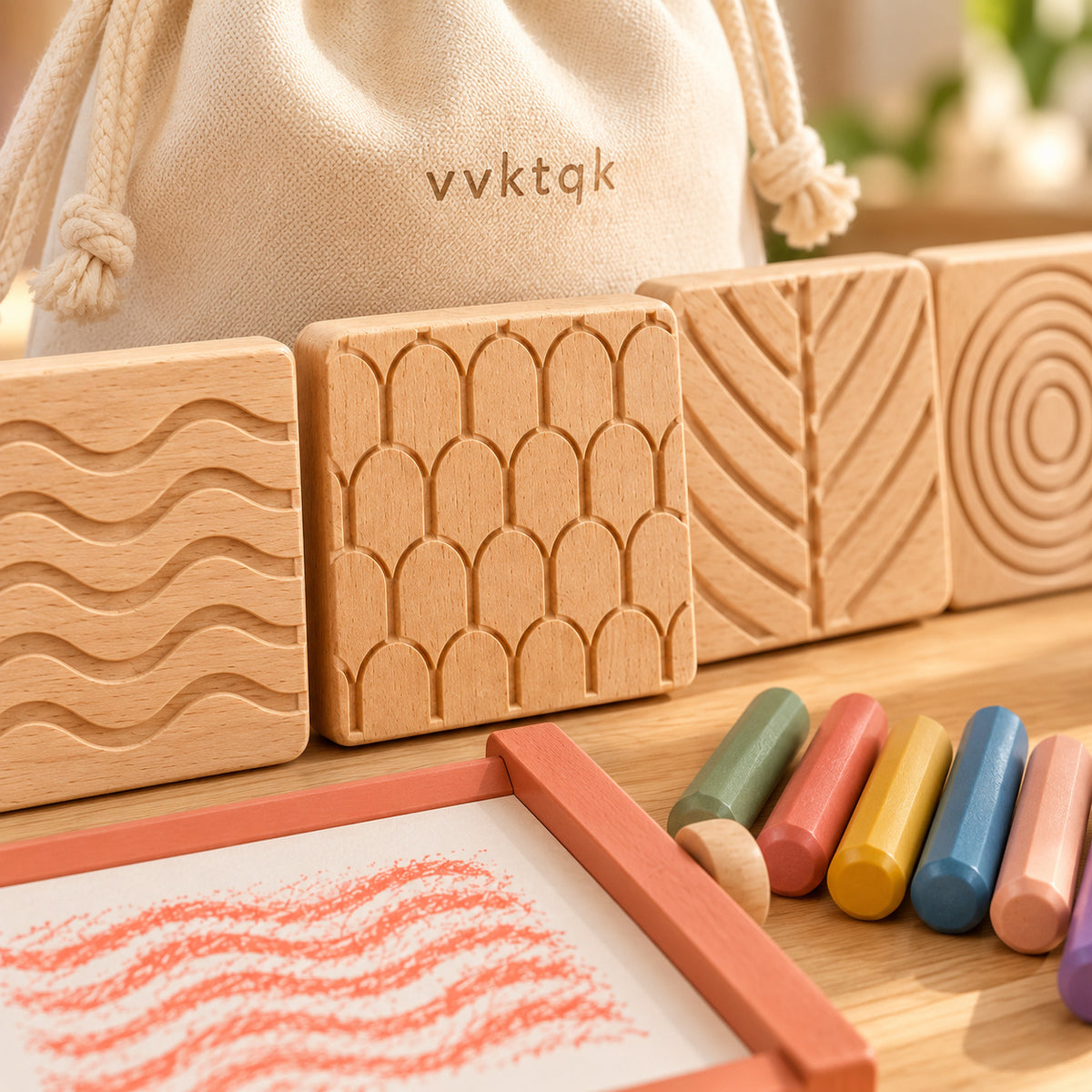 Close-up of vvktqk Little Architect Texture Rubbing Kit showing its distinctive construction and textures.